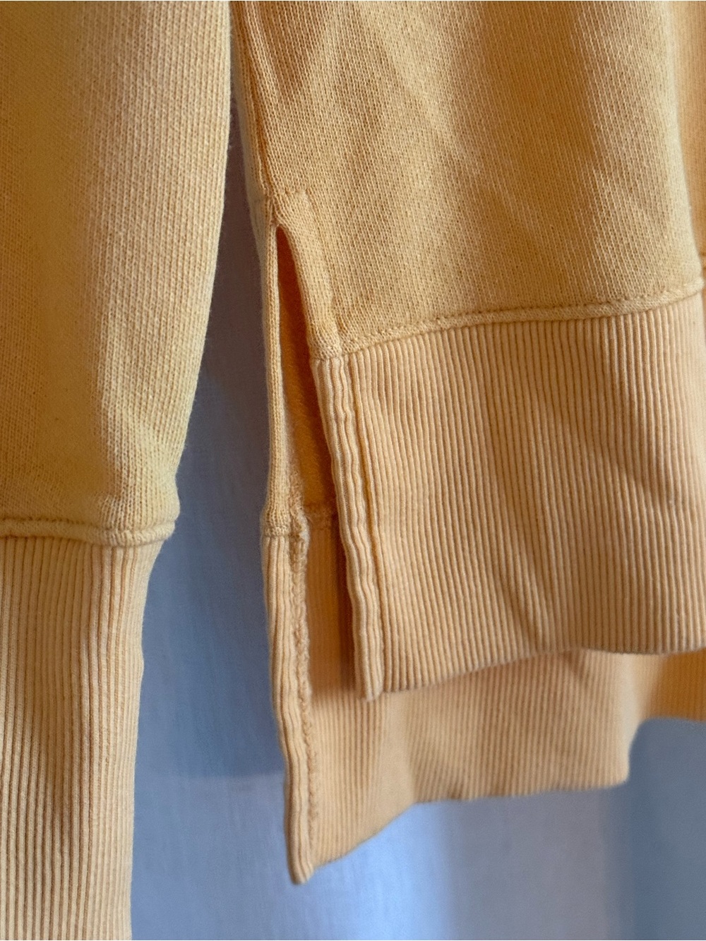 NWT Time and Tru Sweater Knit Sweatshirt Small Marigold Yellow Hi Low Split Hem - Picture 3 of 6